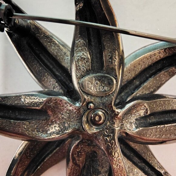 Joan Rivers Magnificent Lily Flower Large Rhinestone Brooch Amber Colored Stones - Picture 6 of 6